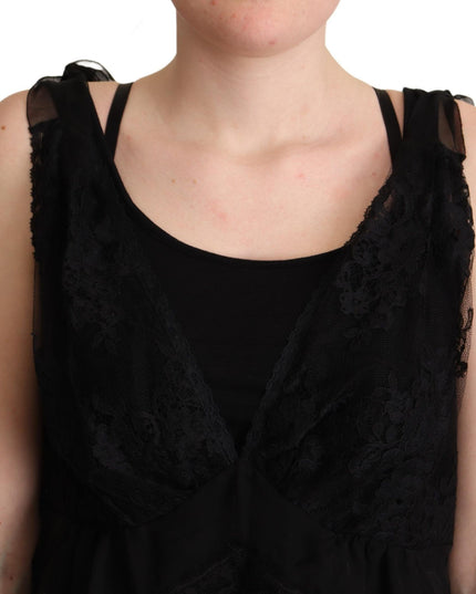 Dolce & Gabbana Black Silk Lace Trim Camisole Tank Top