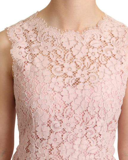 Dolce & Gabbana Pink Floral Lace Sleeveless Tank Blouse Top