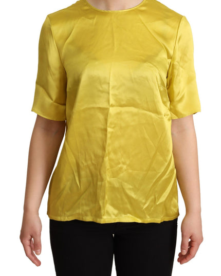 Dolce & Gabbana Yellow Silk Short Sleeve Blouse T-shirt