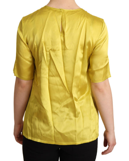 Dolce & Gabbana Yellow Silk Short Sleeve Blouse T-shirt