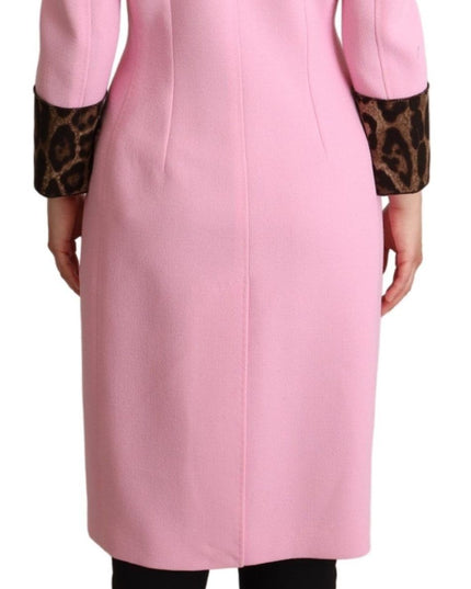 Dolce & Gabbana Pink Leopard Wool Trenchcoat Jacket