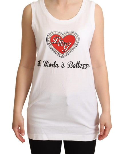 Dolce & Gabbana White La Moda Crystal Tank Top T-shirt