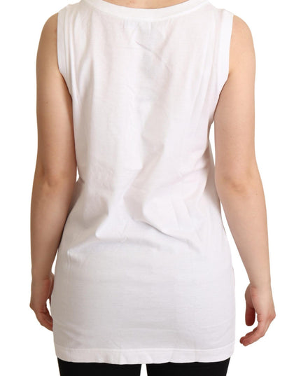 Dolce & Gabbana White La Moda Crystal Tank Top T-shirt