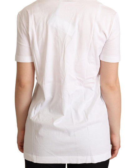 Dolce & Gabbana White Cotton Silk I'm In Love Top T-shirt