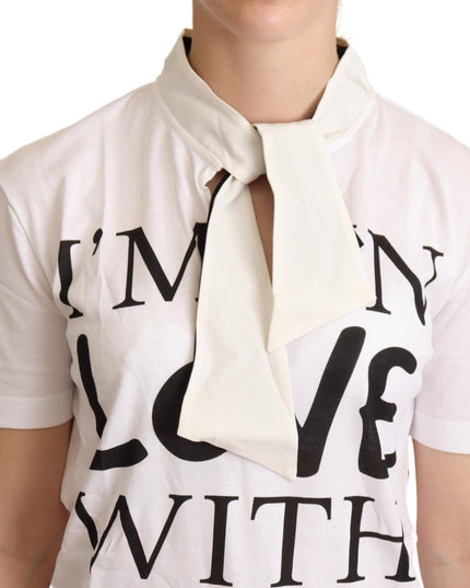 Dolce & Gabbana White Cotton Silk I'm In Love Top T-shirt