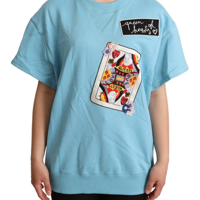 Dolce & Gabbana BLue Queen Of Hearts Card Sweater T-shirt