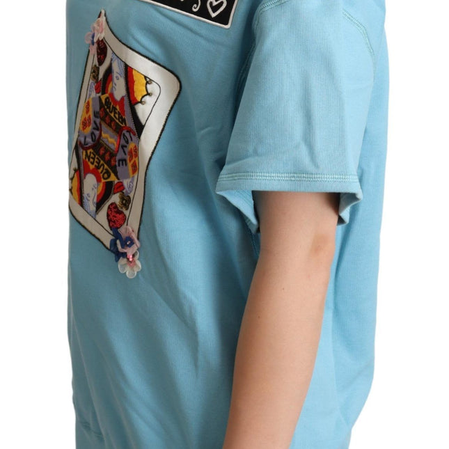 Dolce & Gabbana BLue Queen Of Hearts Card Sweater T-shirt