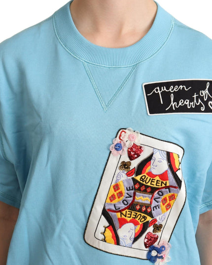 Dolce & Gabbana BLue Queen Of Hearts Card Sweater T-shirt