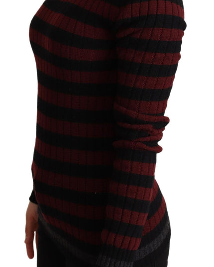 Dolce & Gabbana Black Red Striped Wool Pullover Sweater