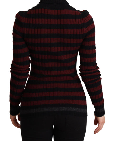 Dolce & Gabbana Black Red Striped Wool Pullover Sweater