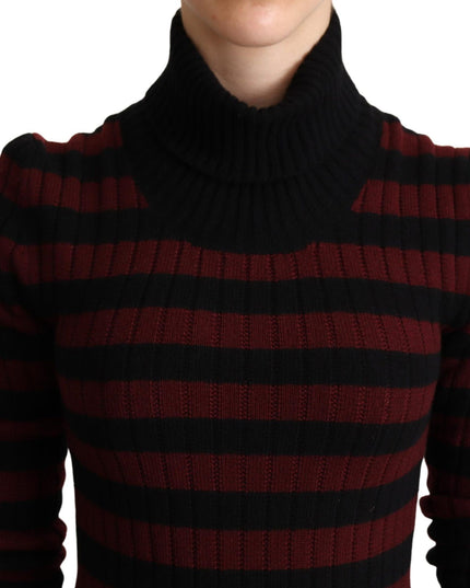 Dolce & Gabbana Black Red Striped Wool Pullover Sweater