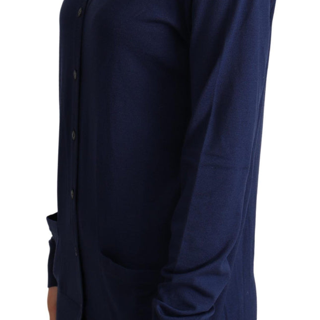 Dolce & Gabbana Blue Virgin Wool Button Down Cardigan Sweater