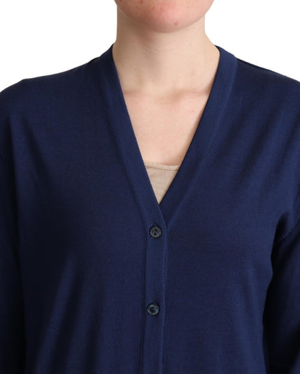 Dolce & Gabbana Blue Virgin Wool Button Down Cardigan Sweater