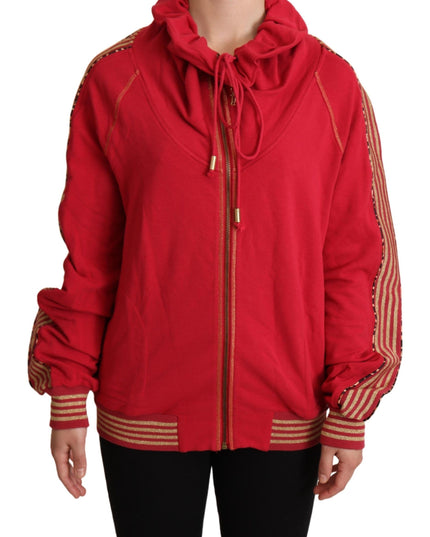 John Galliano Red Full Zip Jacket Sweatshirt Hooded Sweater