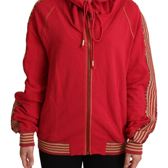 John Galliano Red Full Zip Jacket Sweatshirt Hooded Sweater