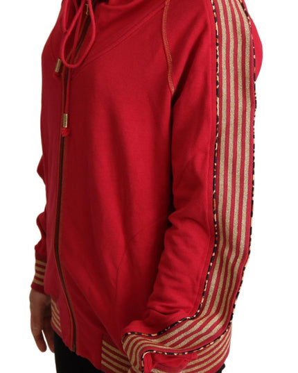 John Galliano Red Full Zip Jacket Sweatshirt Hooded Sweater