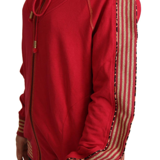 John Galliano Red Full Zip Jacket Sweatshirt Hooded Sweater