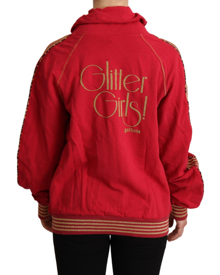John Galliano Red Full Zip Jacket Sweatshirt Hooded Sweater