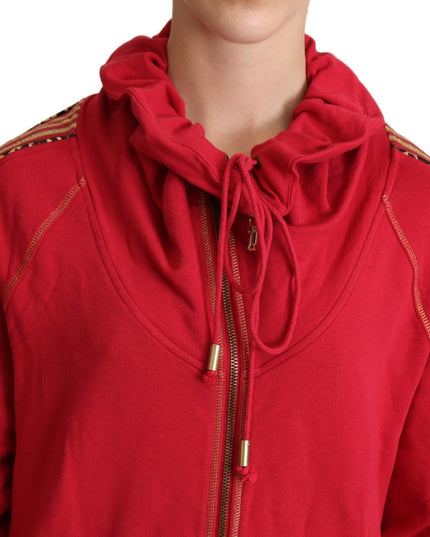 John Galliano Red Full Zip Jacket Sweatshirt Hooded Sweater