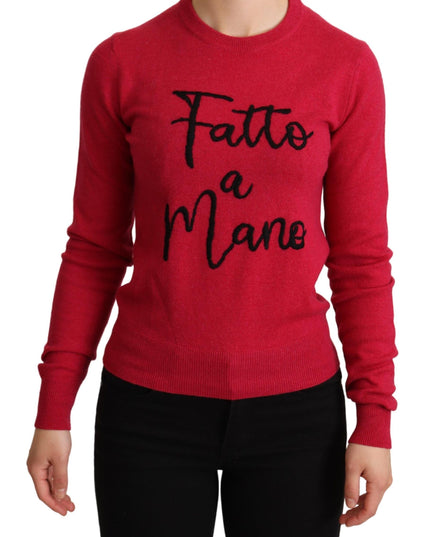 Dolce & Gabbana Pink Embroidered Cashmere Wool Pullover Sweater