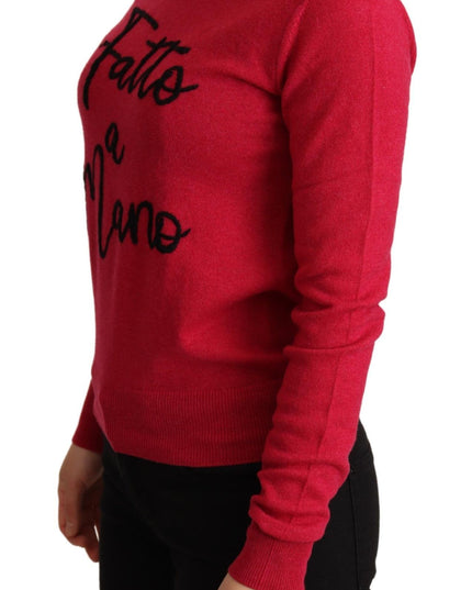 Dolce & Gabbana Pink Embroidered Cashmere Wool Pullover Sweater