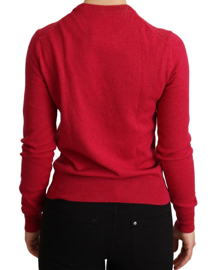 Dolce & Gabbana Pink Embroidered Cashmere Wool Pullover Sweater
