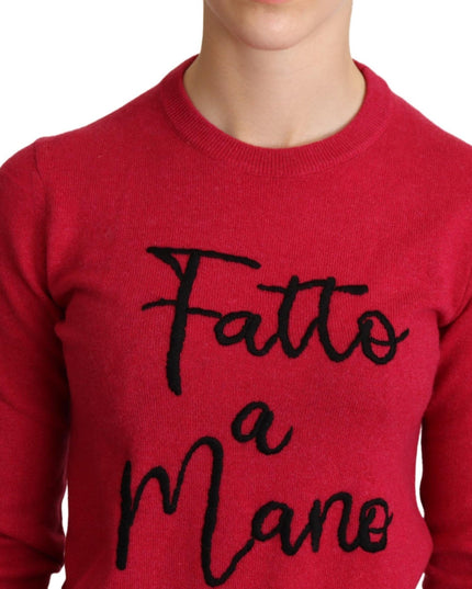 Dolce & Gabbana Pink Embroidered Cashmere Wool Pullover Sweater