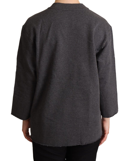 Dolce & Gabbana Gray Embroidered Women Pullover Sweater