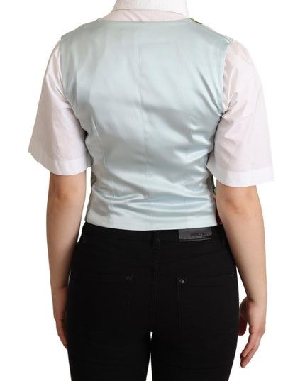 Dolce & Gabbana Mint Green Floral Silk Waistcoat Vest