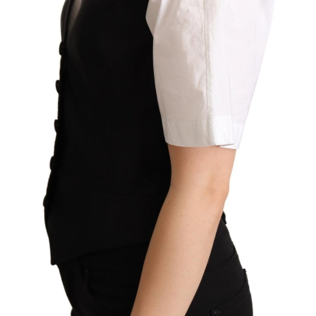 Dolce & Gabbana Black Silk Sleeveless Waistcoat Vest
