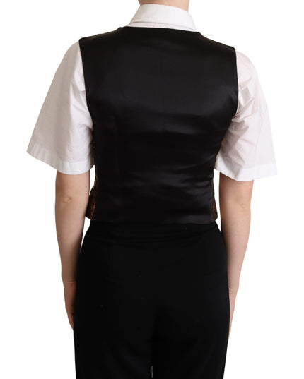 Dolce & Gabbana Black Gold Jacquard Silk Waistcoat Vest