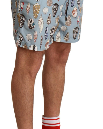 Dolce & Gabbana Blue Seashell Beachwear Swimwear Shorts
