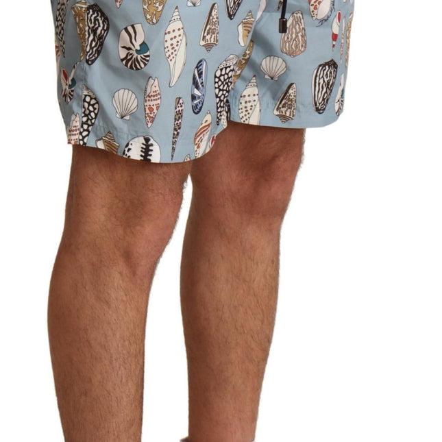 Dolce & Gabbana Blue Seashell Beachwear Swimwear Shorts