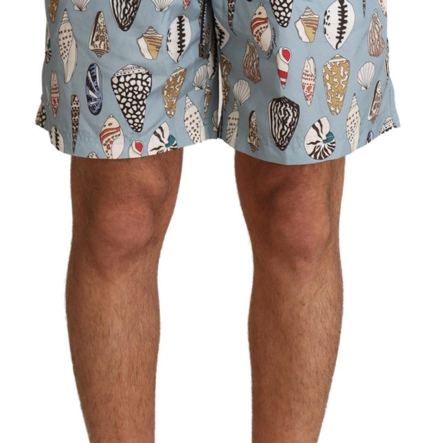 Dolce & Gabbana Blue Seashell Beachwear Swimwear Shorts