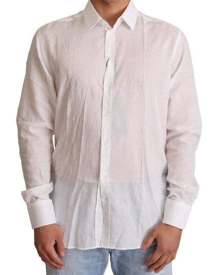 Dolce & Gabbana White Cotton Floral Pattern MARTINI Shirt