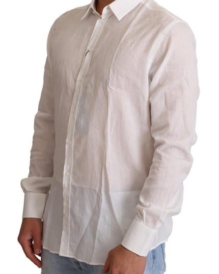 Dolce & Gabbana White Cotton Floral Pattern MARTINI Shirt
