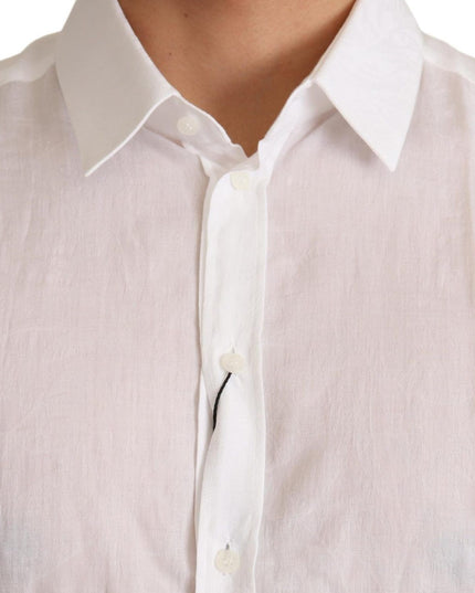 Dolce & Gabbana White Cotton Floral Pattern MARTINI Shirt