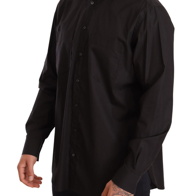 Dolce & Gabbana Black 100% Cotton Formal Dress Top Shirt