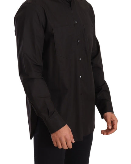 Dolce & Gabbana Black 100% Cotton Formal Dress Top Shirt