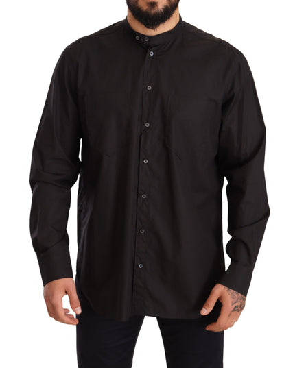 Dolce & Gabbana Black 100% Cotton Formal Dress Top Shirt