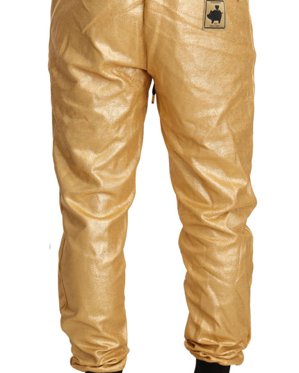 Dolce & Gabbana Gold Pig Of The Year Cotton Trousers Pants