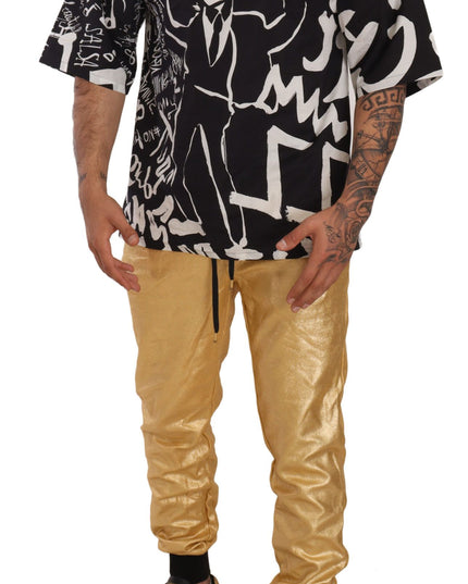 Dolce & Gabbana Gold Pig Of The Year Cotton Trousers Pants