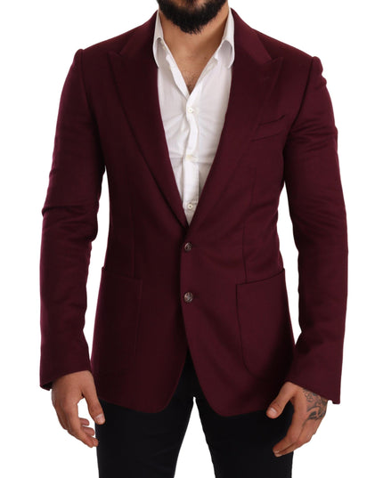 Dolce & Gabbana Maroon Cashmere Slim Fit Coat Jacket Blazer