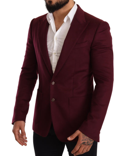 Dolce & Gabbana Maroon Cashmere Slim Fit Coat Jacket Blazer