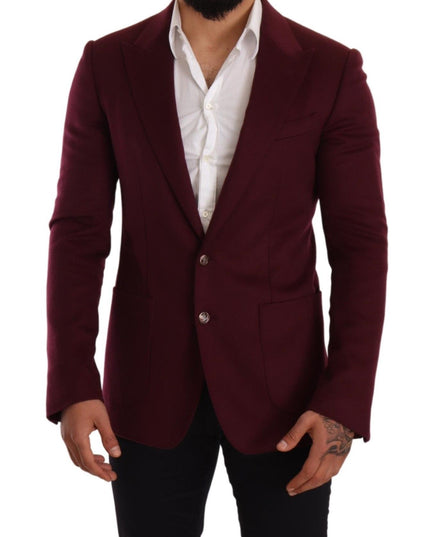 Dolce & Gabbana Maroon Cashmere Slim Fit Coat Jacket Blazer