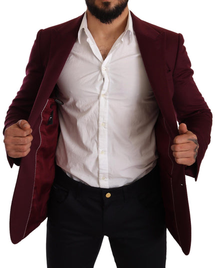 Dolce & Gabbana Maroon Cashmere Slim Fit Coat Jacket Blazer