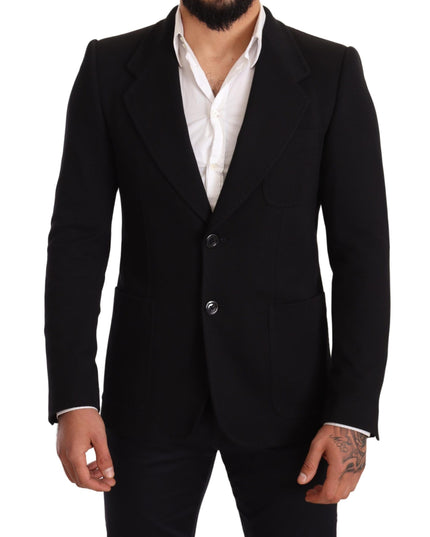 Dolce & Gabbana Black Cotton Slim Fit Coat Jacket  Blazer
