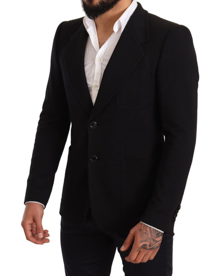 Dolce & Gabbana Black Cotton Slim Fit Coat Jacket  Blazer