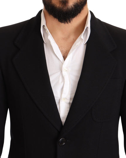 Dolce & Gabbana Black Cotton Slim Fit Coat Jacket  Blazer