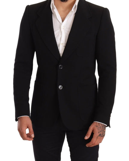 Dolce & Gabbana Black Cotton Slim Fit Coat Jacket  Blazer